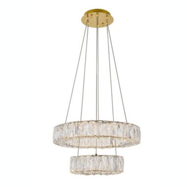 Elegant Lighting Monroe Integrated LED chip light gold Pendant Clear Royal Cut Crystal. View a larger version of this product image.
