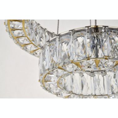 Elegant Lighting Monroe Integrated LED chip light gold Pendant Clear Royal Cut Crystal. View a larger version of this product image.