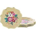 Alternate image 0 for Blue Panda Disposable Plates - 24-Count Paper Plates, Vintage Floral Party Supplies for Appetizer, Lunch, Dinner, and Dessert, Bridal Showers, Weddings, Gold Foil Scalloped Edge Design, 9.2 x 9.2 inches