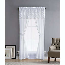 Kate Aurora Complete 5 Pc. Ruffled Window in a Bag Curtain Set - White