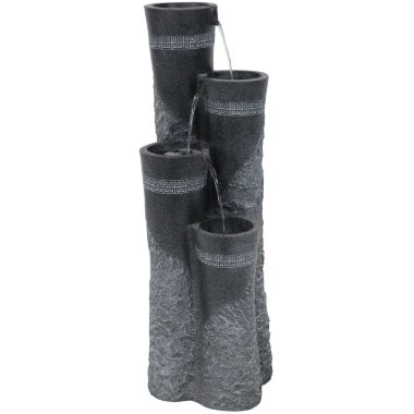 Sunnydaze 41"H Electric Polystone 4-Tier Staggered Pillars Outdoor Water Fountain with LED Lights. View a larger version of this product image.