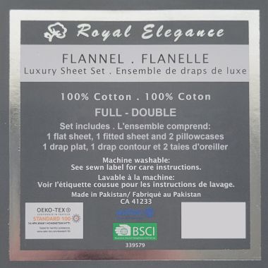 Cotton House - Flannel Sheet Set, 100% Cotton, Full Size, White. View a larger version of this product image.