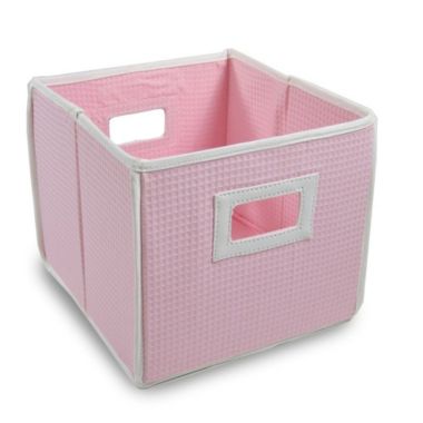 Badger Basket Co. Folding Basket/Storage Cube - Pink Waffle. View a larger version of this product image.