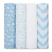 Muslin Swaddle Blankets Neutral Receiving Blanket for Boys and Girls by Comfy Cubs (Blue)