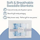 Alternate image 3 for Muslin Swaddle Blankets Neutral Receiving Blanket for Boys and Girls by Comfy Cubs (Blue)