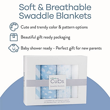 Muslin Swaddle Blankets Neutral Receiving Blanket Swaddling, Wrap for Boys and Girls, Baby Essentials, Registry & Gift by Comfy Cubs (Blue). View a larger version of this product image.