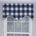Alternate image 1 for RLF Home Buffalo Check Style All Season High Quality Valance Navy 3" Rod Pocket 50W x 17L