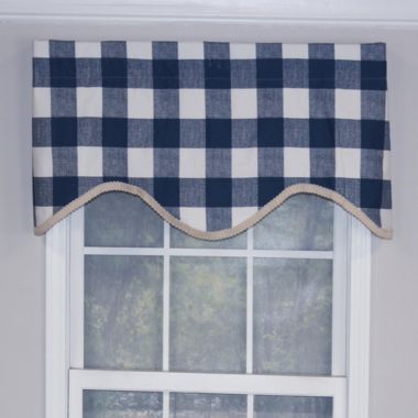 RLF Home Buffalo Check Style All Season High Quality Valance Navy 3" Rod Pocket 50W x 17L. View a larger version of this product image.