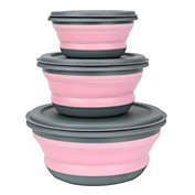 Space Saving Collapsible Mixing, Salad, Storage Bowls Set With Lids -  Pink