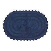 Contemporary Home Living 17" x 24" French Blue Oval Home Accessories Small Crochet Reversible Bath Mat