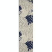 Nourison Aloha ALH05 Indoor/outdoor Area Rug - Ivory/Navy 2'3" x 8'
