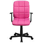 Alternate image 3 for Flash Furniture Mid-Back Pink Quilted Vinyl Swivel Task Office Chair with Arms