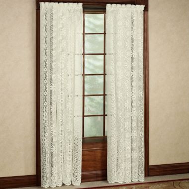 Sweet Home Collection Lace Jacquard Window Curtain Single Panel Hopewell, 84" Long, Cream. View a larger version of this product image.
