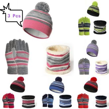 Vbiger 3 Pcs Kids Winter Hat Scarf Gloves Set. View a larger version of this product image.