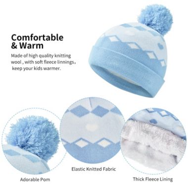 Vbiger 3 Pcs Kids Winter Hat Scarf Gloves Set. View a larger version of this product image.