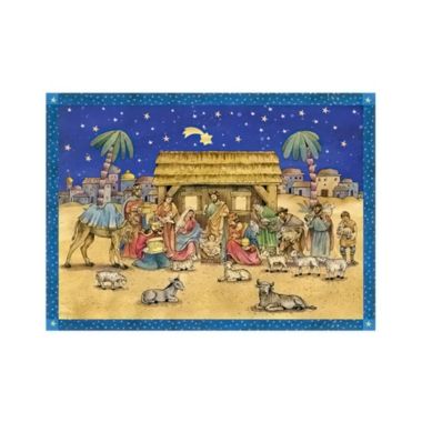 Alexander Taron Home Decoration Sellmer Advent - Large Blue Nativity - 14.5"H x 11"W x .1"D. View a larger version of this product image.