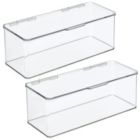 Alternate image 0 for mDesign Stackable Closet Storage Bin Box with Lid, 2 Pack - Clear