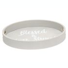 Alternate image 0 for Elegant Designs Decorative 13.75" Round Wood Serving Tray with Handles, "Blessed & Never Stressed"