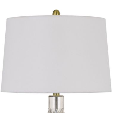 Saltaro Sherpi 29 Inch Glass Table Lamp with Dimmer, Round, Clear and Brass- Saltoro Sherpi. View a larger version of this product image.