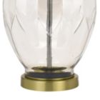 Alternate image 3 for Saltaro Sherpi 29 Inch Glass Table Lamp with Dimmer, Round, Clear and Brass- Saltoro Sherpi