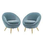 Modway Furniture Circuit Accent Chair Performance Velvet Set of 2, Light Blue