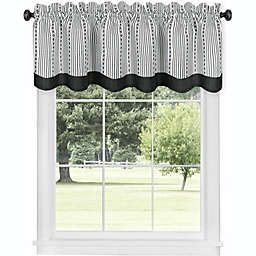Country Farmhouse Striped Window Valance Curtain Treatments - 58 in. W x 14 in. L, Black