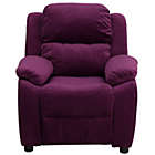 Alternate image 3 for Flash Furniture Charlie Deluxe Padded Contemporary Purple Microfiber Kids Recliner with Storage Arms