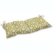 Pillow Perfect 44" Yellow and Beige Paisley Outdoor Geometric Pattern Patio Seat Cushions