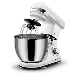 Ventray Stand Mixer, 6-Speed Tilt-Head Food Dough Mixer, Kitchen Electric Mixer with Dough Hook/Whisk/Beater, 4.5-Quart Stainless Steel Bowl with Pouring Shield - White