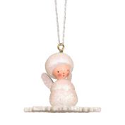 Alexander Taron 2" Beige, White, and Purple Angel on Snowflake with Sparkles Collectible Christian Ulbricht Ornament