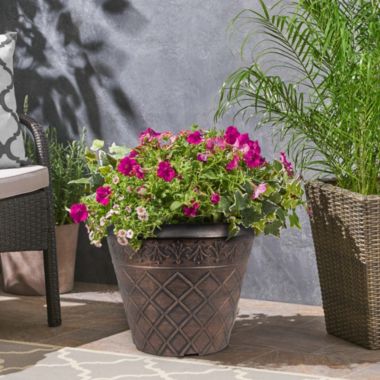 Garden Elements Outdoor Diamond Banded Plastic Planter, Copper, 14.75". View a larger version of this product image.