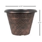 Alternate image 2 for Garden Elements Outdoor Diamond Banded Plastic Planter, Copper, 14.75"
