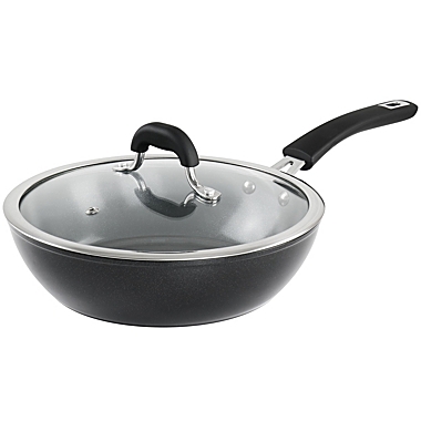 Kenmore Arlington 3.5 Quart Non Stick Aluminum Saute Pan with Lid in Black Diamond. View a larger version of this product image.