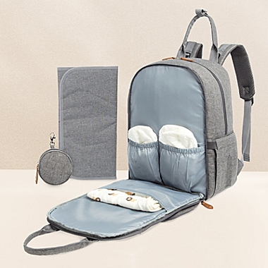 KeaBabies Diaper Bag with Changing Pad - Waterproof Baby Bag, Travel Diaper Bags, Baby Diaper Bag Backpack (Classic Gray). View a larger version of this product image.