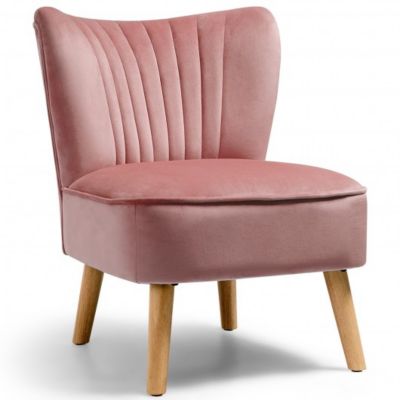 Costway Armless Accent Chair Modern Velvet Leisure Chair-Pink