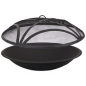 Sunnydaze Outdoor Replacement Steel Fire Pit Bowl with Spark Screen - Black - 23"
