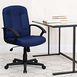 Flash Furniture Mid-Back Navy Fabric Executive Swivel Office Chair with Nylon Arms