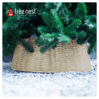 Tree Nest Christmas Christmas Weaved Basket Design Tree Stand, Grey, Large. View a larger version of this product image.