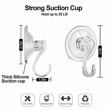 Kitcheniva 4-Pieces Heavy Duty Suction Cup Hook Removable. View a larger version of this product image.