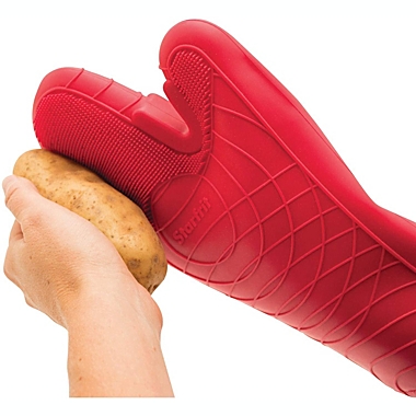 Starfrit Silicone Oven Mitt with Cleaning Bristles   Waterproof & Heat Resistant to 662 Degrees F   Features Fruit & Vegetable Bristles. View a larger version of this product image.