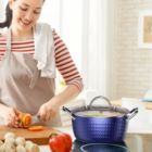 Alternate image 2 for RAINBEAN 3.7 qt. Aluminum Alloy Nonstick Sauce Pan in Blue with Lid