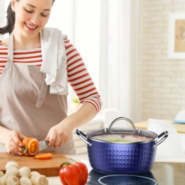 RAINBEAN 3.7 qt. Aluminum Alloy Nonstick Sauce Pan in Blue with Lid. View a larger version of this product image.