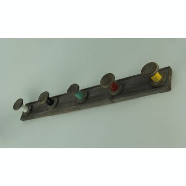 VIP Home and Garden Distressed Wood Rustic Spools Wall Hook Rack. View a larger version of this product image.