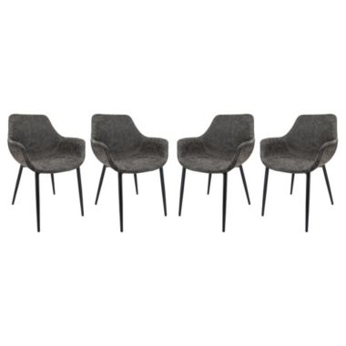LeisureMod Markley Modern Leather Dining Arm Chair With Metal Legs Set of 4. View a larger version of this product image.