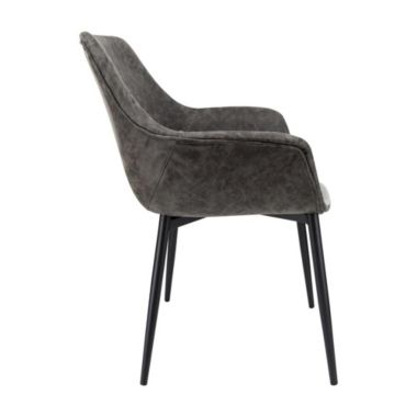 LeisureMod Markley Modern Leather Dining Arm Chair With Metal Legs Set of 4. View a larger version of this product image.