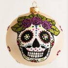 Alternate image 1 for Day of the Dead Wedding Bride and Groom Sugar Skulls Polish Glass Ball Ornament