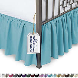 SHOPBEDDING Ruffled Bed Skirt with Split Corners - Queen, Aqua, 14 Inch Drop Cotton Blend Bedskirt (Available in 14 Colors) - Blissford Dust Ruffle.