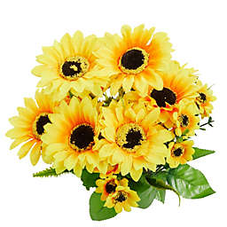 Juvale 2 Bunches Artificial Sunflowers with Stems for Faux Floral Arrangements, Table Centerpieces, Wedding Decor (13.5 In)