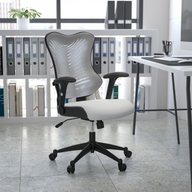 Flash Furniture Kale High Back Designer White Mesh Executive Swivel Ergonomic Office Chair with Adjustable Arms. View a larger version of this product image.