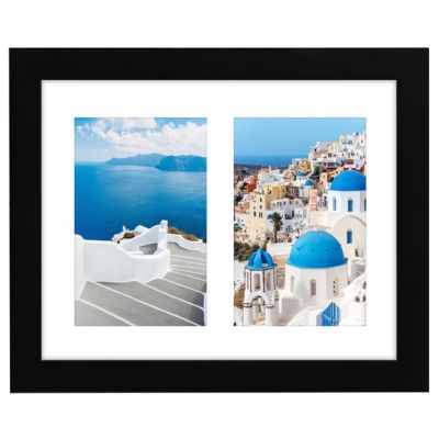 Americanflat 4x6 Double Picture Frame in Black - Composite Wood with Shatter Resistant Glass - Horizontal and Vertical Formats for Wall and Tabletop